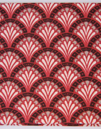 Coupon de tissu coton - Plumes de paon rouge