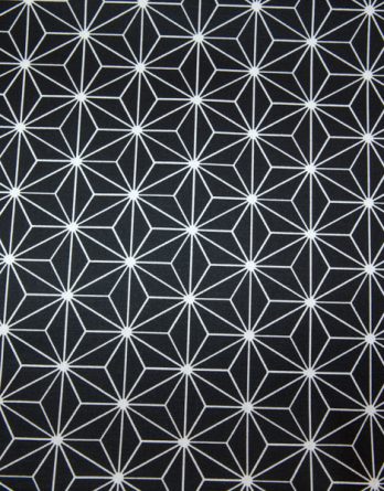 Coupon de tissu enduit coton - Graphique japonais noir